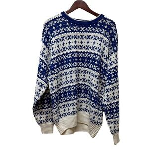 Vintage Finalist Blue Cable Chunky Knit Sweater Cotton blend Men's XL NEW NOS
